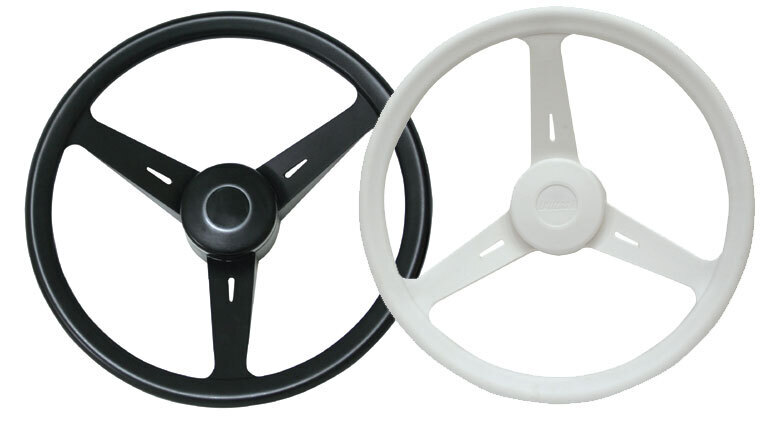 Silver Black Polyurethane Sport Line 350mm Combi Marine Boat Steering Wheel