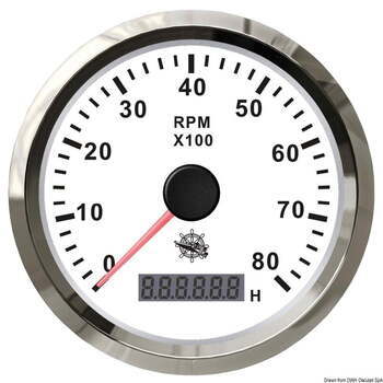 Foto - REVOLUTION COUNTER, WHITE/GLOSSY, 0-6000 RPM, 55 mm