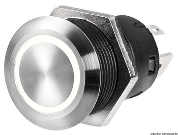 Foto - SWITCH- FLAT, (ON)-OFF, 12 V, S/S, WHITE