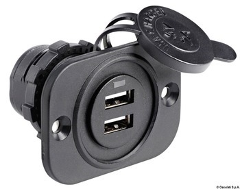 Foto - USB POWER SOCKET, DOUBLE, BLACK