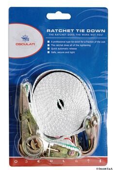 FASTENING STRAP WITH HOOKS AND RATCHET, 400 mm