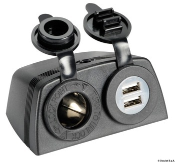 Foto - LIGHTER SOCKET AND DOUBLE USB FOR HORIZONTAL MOUNTING