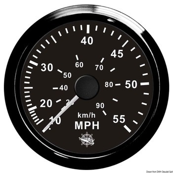 Foto - SPEEDOMETER WITH PITOT TUBE, 0 - 55 MPH, BLACK, 96 mm