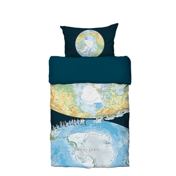 Foto - BED LINEN- ARTCTIC AND ANTARCTICA MAP